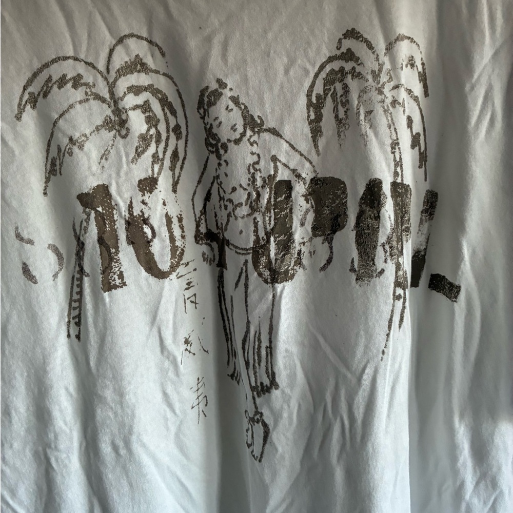 White Graphic Men’s T-Shirt with Palm Design Vintage Ralph Lauren - Picture 3 of 8